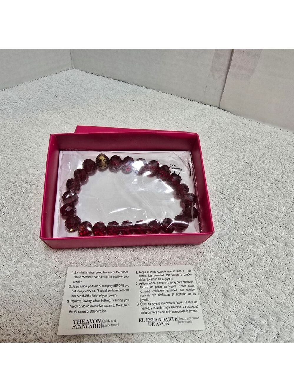 Women's Avon Red & Gold Beaded Bracelet One Size